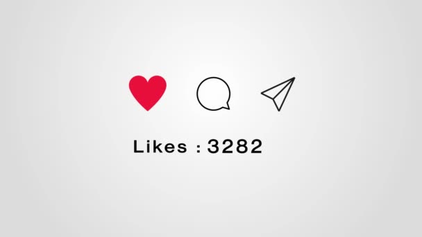 4K Animación de contadores en un sitio de redes sociales, seguidores, compartidos, me gusta y comentarios — Vídeo de stock