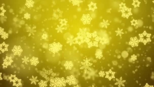 Fundo de Natal de flocos de neve de inverno caindo lentamente para baixo Golden Light laço gradiente festivo. — Vídeo de Stock