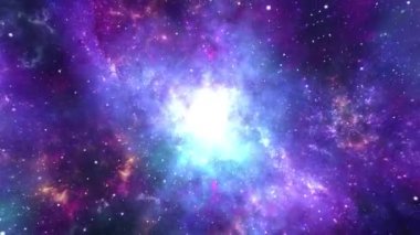 Yıldızlar ve Orion bulutsusu galaksisinde uçan 4L Döngü Canlandırması.