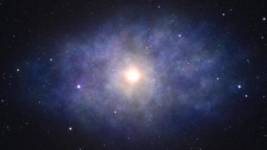 4k 3D hareket döngüsü animasyonu. Galaksi uzayda ve nebulada süzülürken.