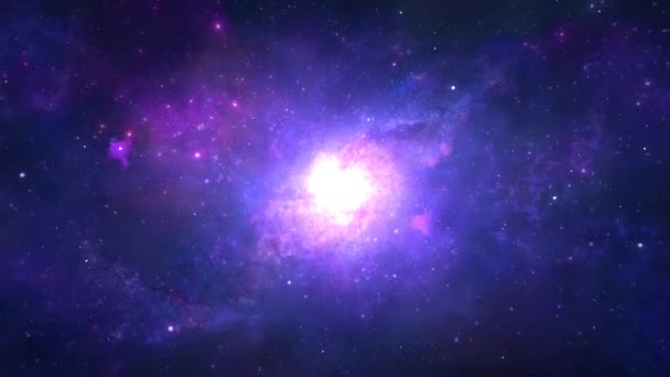 4k 3D Vuelo espacial sin fisuras hacia la nebulosa de la galaxia. — Vídeo de stock