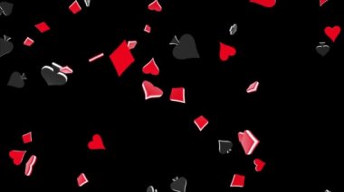 4K Döngü Hareketi Grafikleri iskambil, maça, kupa, altın, oyun simgesi. Kartlar oynanıyor,