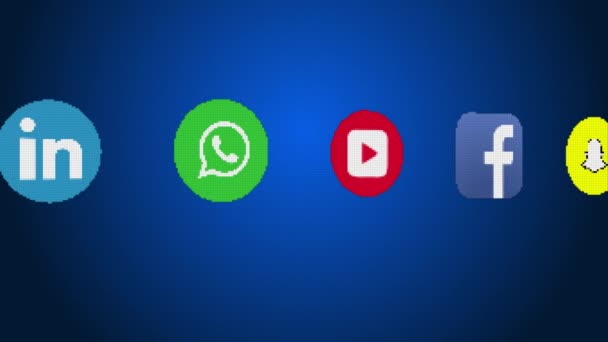 Iconos voladores abstractos de las redes sociales populares 4K 3D Green Screen Loop Animation. — Vídeo de stock