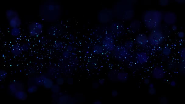Sinema Koyu Mavi hareketli parçacıklar yüzen ışıklarla Döngüsü Canlandırma Arkaplanı. — Stok video