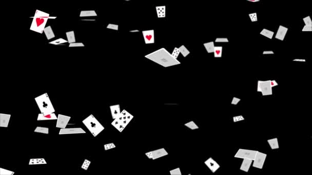 Playing Cards Flying Loop Alpha Channel Slow motion animation — Stock Video