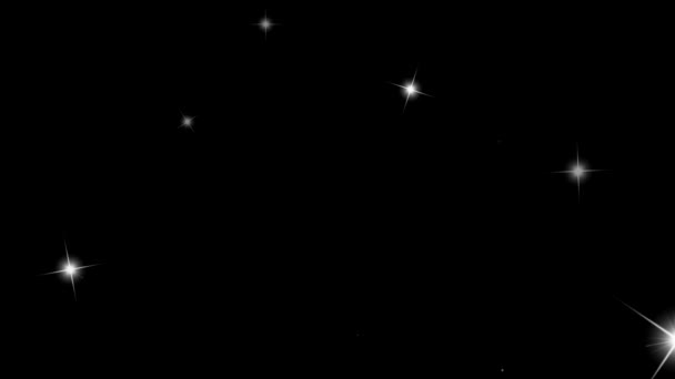 Döngü Yıldızları, Uzay Seyahat Hareketi Animasyonu. Siyah arkaplanda parlak yıldızlar canlandırması. — Stok video