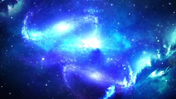 Bir süpernova ışık patlaması yaparken uzayda yıldız alanlarında seyahat etmek Yıldız Döngüsü Arkaplanı. — Stok video