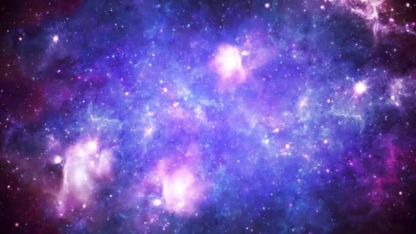 3D Глубокий космос путешествие через скопление звезд и галактик в галактике Млечный Путь. — стоковое видео
