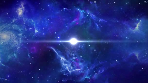 4K 3D Blå natur mörk galax vy stjärna linjer timelapse natt himmel stjärnor ljus loop bakgrund. — Stockvideo