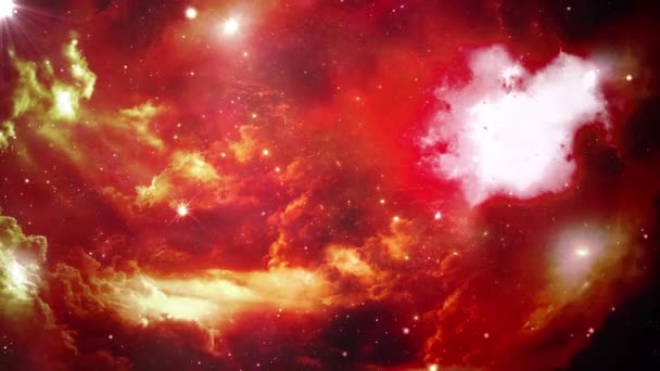 Галактика красной туманности в глубоком космосе. — стоковое видео