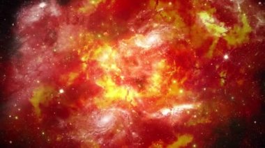 4K Döngü Animasyon Tüpü Nebulası ve Parçacık Yıldızı Kamerası Işık Servetine Uçuyor.