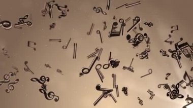 3D Animasyon Arkaplan Siyah Müzikal Notalar, Müzik notaları akışı, Uçan Müzik Notaları 4k animasyon.