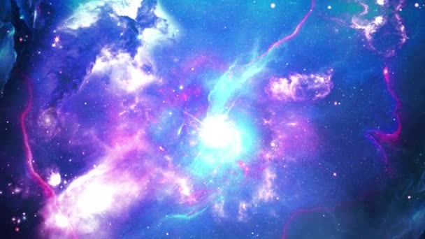 Vol spatial dans un champ stellaire galaxie réaliste voie lactée Animation lumineuse Fond de boucle. — Video