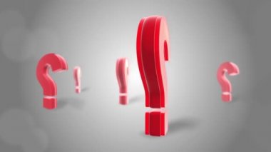 Soru işareti Kırmızı İşaret Duvarı 3d Döndürme Döngüsü Canlandırması