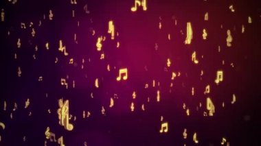 Müzik notaları yükseliyor, animasyon 4K 3D Döngü Animasyonu Yeni Hareket Arkaplanı