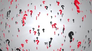 Soyut 4k 3B Soru İşaretli Döngü Dönüşü Arkaplanda İlerliyor