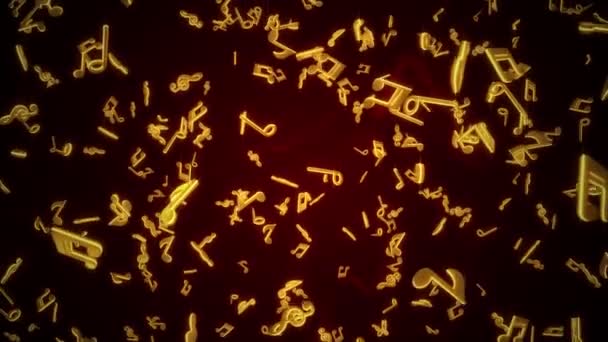 Abstract Seamless loop Animation of Golden musical notes 3D 4K — Stock Video