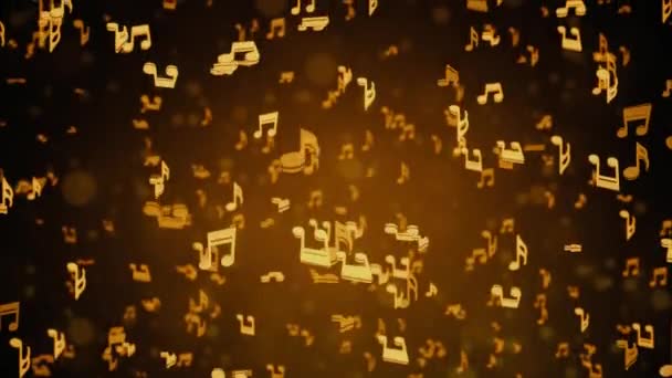 Fond abstrait avec des notes de musique dorées en boucle Fond. — Video