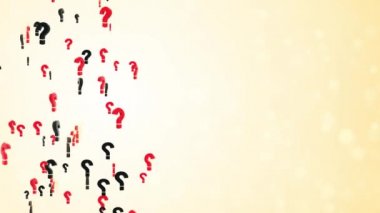 Patlayan soru işareti parçacıklarının 3d canlandırma döngüsü Yeşil Ekran.