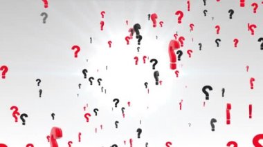 4K 3D Kırmızı Soru işareti canlandırması Yeşil Ekran ile Beyaz arkaplanı hareket ettiriyor.