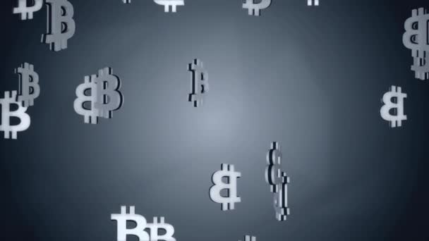 Golden Bitcoin Moneda símbolos cayendo bucle Animación. 3D 4K — Vídeo de stock
