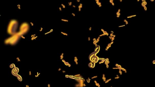 Flygande musik Anteckningar Animerad Loop Bakgrund 4K 3D. — Stockvideo