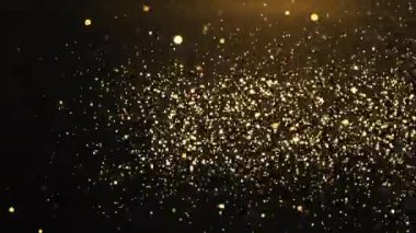 4K Partikülleri altın bokeh parıltısı toz soyut döngü arkaplan ödülleri