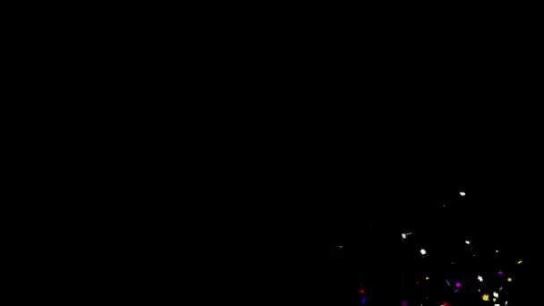 Κινούμενα σχέδια πολύχρωμα κομφετί Glitter πτώση Popper έκρηξη 4K Loop Animation — Αρχείο Βίντεο