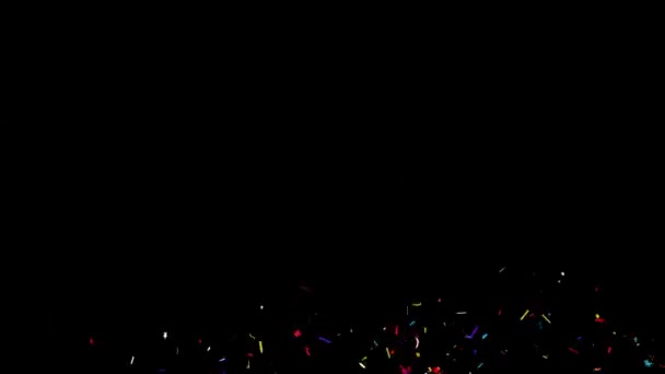 Realistické Confetti Výstřel Popper Explosions Falling black green Screen Animation. — Stock video