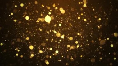 3d Animasyon Parçacıkları altın bokeh sim ödülleri toz soyut döngü arka planı.