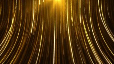 Soyut Yaratıcı Altın Işınlar çizgili desen Döngü parlak doku parçacıkları aşağı düşüyor.