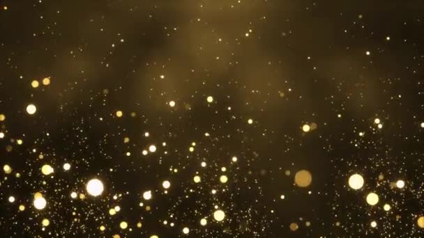 4K Partikel Gold Bokeh Glitter verleiht Staub abstrakte Schleife Hintergrund — Stockvideo
