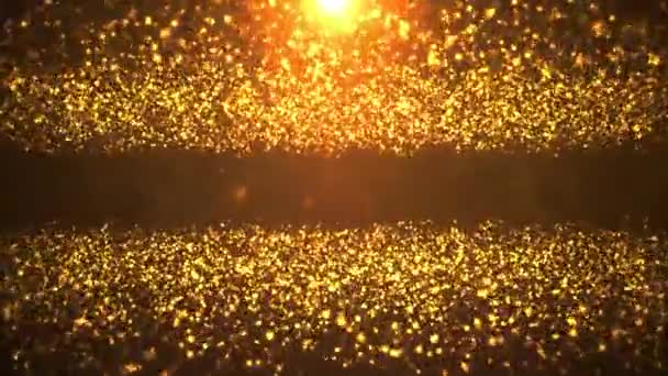 Karácsony arany fény ragyog villogó por részecskék bokeh hurkolható fény hurok háttér, — Stock videók