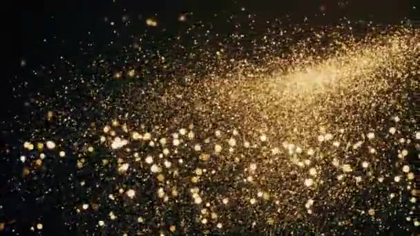 Fond de mouvement abstrait Particules d'or brillantes scintillantes scintillantes avec boucle Bokeh 4K Animation vidéo. — Video