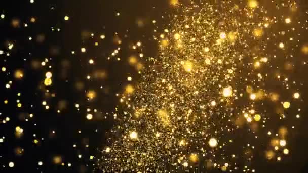 Аннотация Background Gold Universe gold dust particles with stars on black Loop Background — стоковое видео