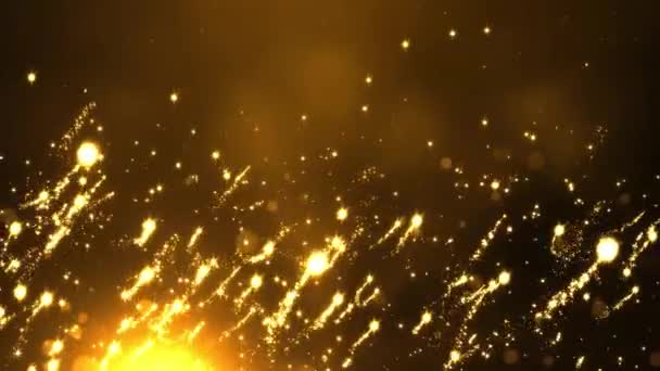 4K Aabstract Particles Gold Event verleiht Trailer-Titel für Kinokonzerte mit Schleifenhintergrund — Stockvideo