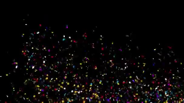 Confettis colorés particules explosions chute animation — Video