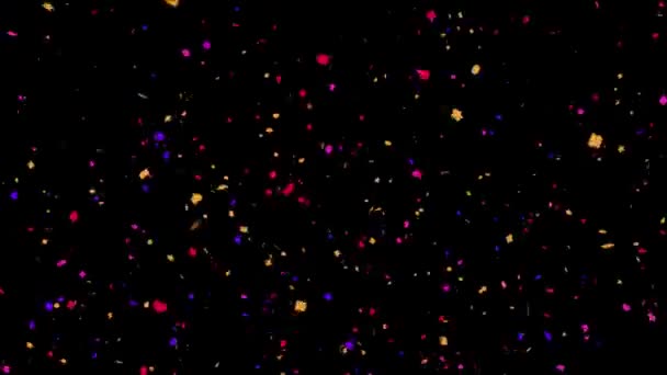 Πολύχρωμα Σωματίδια Κομφετί Εκρήξεις Πτώση Animation — Αρχείο Βίντεο