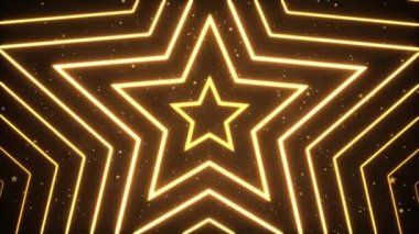 Gold Stars animasyonu ile soyut döngü arka planı. Moda etkinliği için görkemli video.