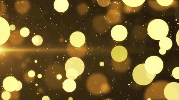 4K abstraktes Gold Bokeh Glitzerstaub Partikel Schleife Hintergrund . — Stockvideo