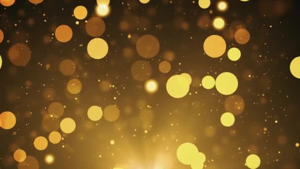 Golden Glitter Particle Background Animation Loop Embers Rising Bokeh Loop 4K Animation — Stock Video