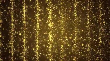 Parçacıklar Altın Toz soyut ışık hareketi sinematik döngü arkaplanı.