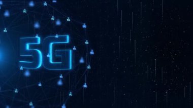 Dijital verilerin 5G bağlantısı ve IOT nesnelerinin internetteki kavramsal geleceksel bilgileri.
