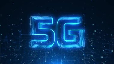 5G Ağ İnternet Mobil Kablosuz İş Konsept Döngüsü Canlandırması