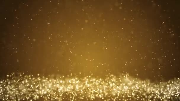 Abstrakte Goldpartikel Moving Dust flackernde Schleife Hintergrund. — Stockvideo