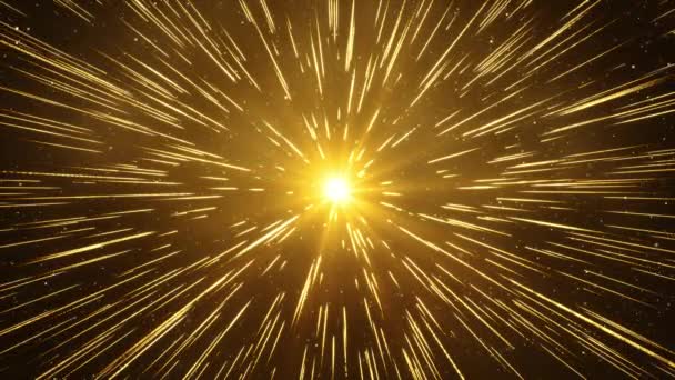 Guld strålar ränder växande ljusvågor rör sig snabbt från centrum rörelse grafik bakgrund — Stockvideo