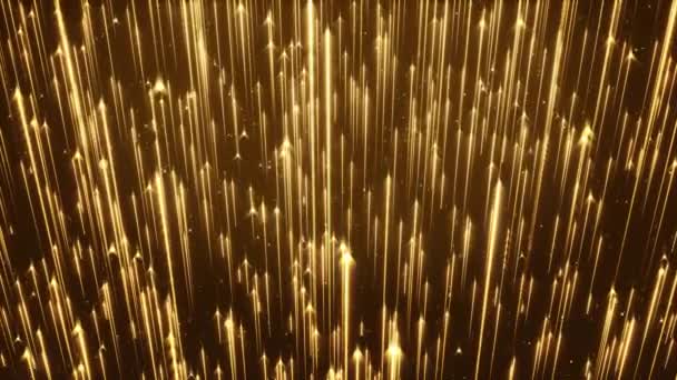 4K Loop Particles Gold Event verleiht Trailer-Titel als Hintergrund für Kinokonzerte. — Stockvideo