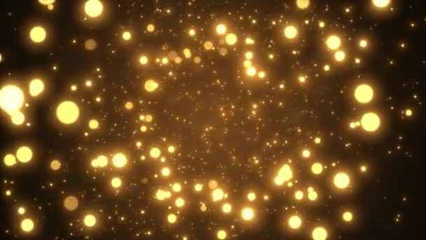 4K abstrakte Partikel Gold Event verleiht Trailer Titel cineastischen Konzert Bühne Hintergrund Schleife. — Stockvideo