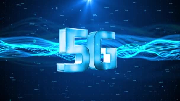 4K Αφηρημένη ψηφιακή τεχνολογία δικτύου 5G internet με μεγάλη σύνδεση κόμβο δεδομένων — Αρχείο Βίντεο