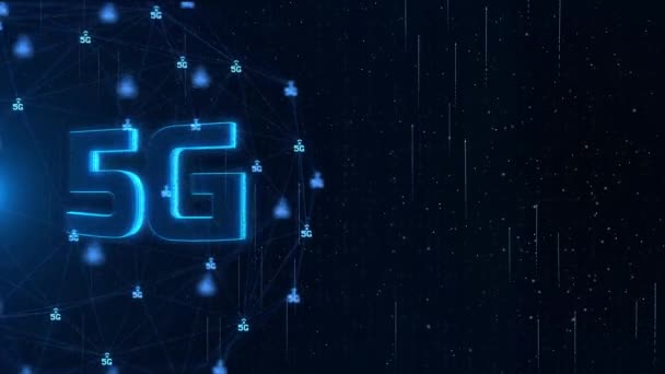 5G connectiviteit van digitale gegevens en conceptuele futuristische informatie van het internet van dingen IOT. — Stockvideo